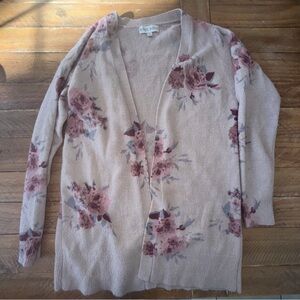 Knox Rose Floral Pink and Beige Cardigan